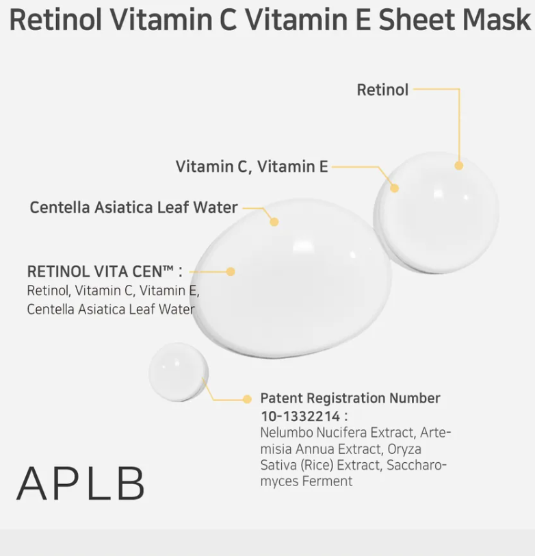 APLB - Mascarilla Facial Retinol Vitamin C Vitamin E Sheet Mask