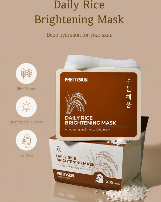 PRETTYSKIN Daily Rice Brightening Mask (30 Sheets)